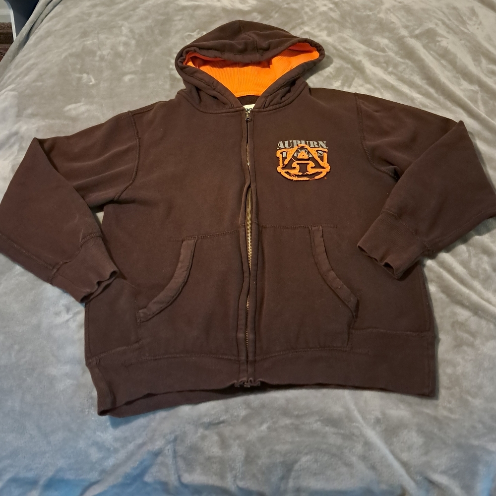 PressBox Women's Auburn University Vintage Y2K College Full Zip brown Hoodie M.
